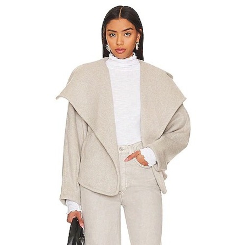 Free People Mina Coat Oatmeal Heather Oversized Shawl Collar Jacket Small
